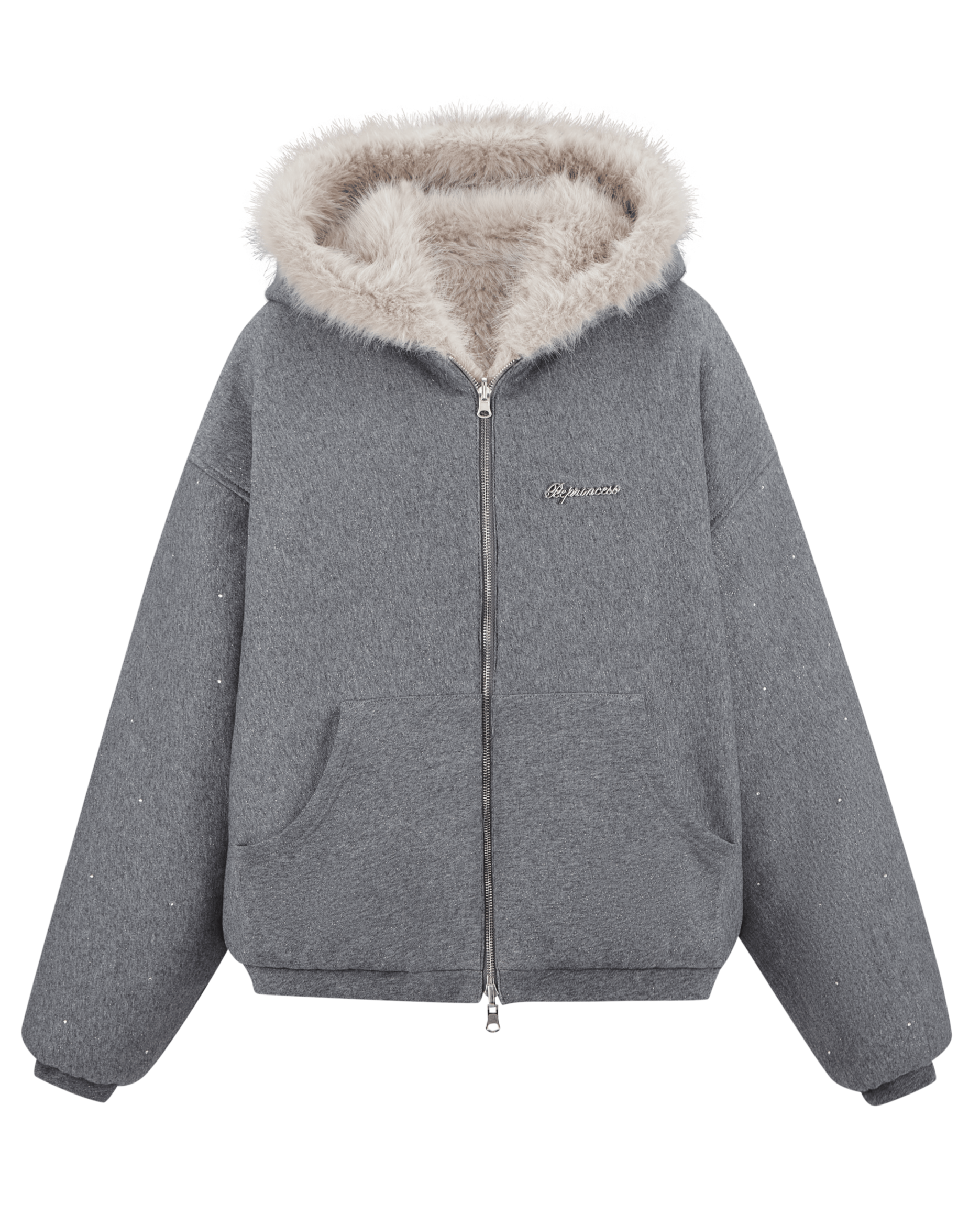 2nd preorder) Kirakira 2way fur zip up (beige) 2nd preorder) Kirakira 2way fur zip up (beige)