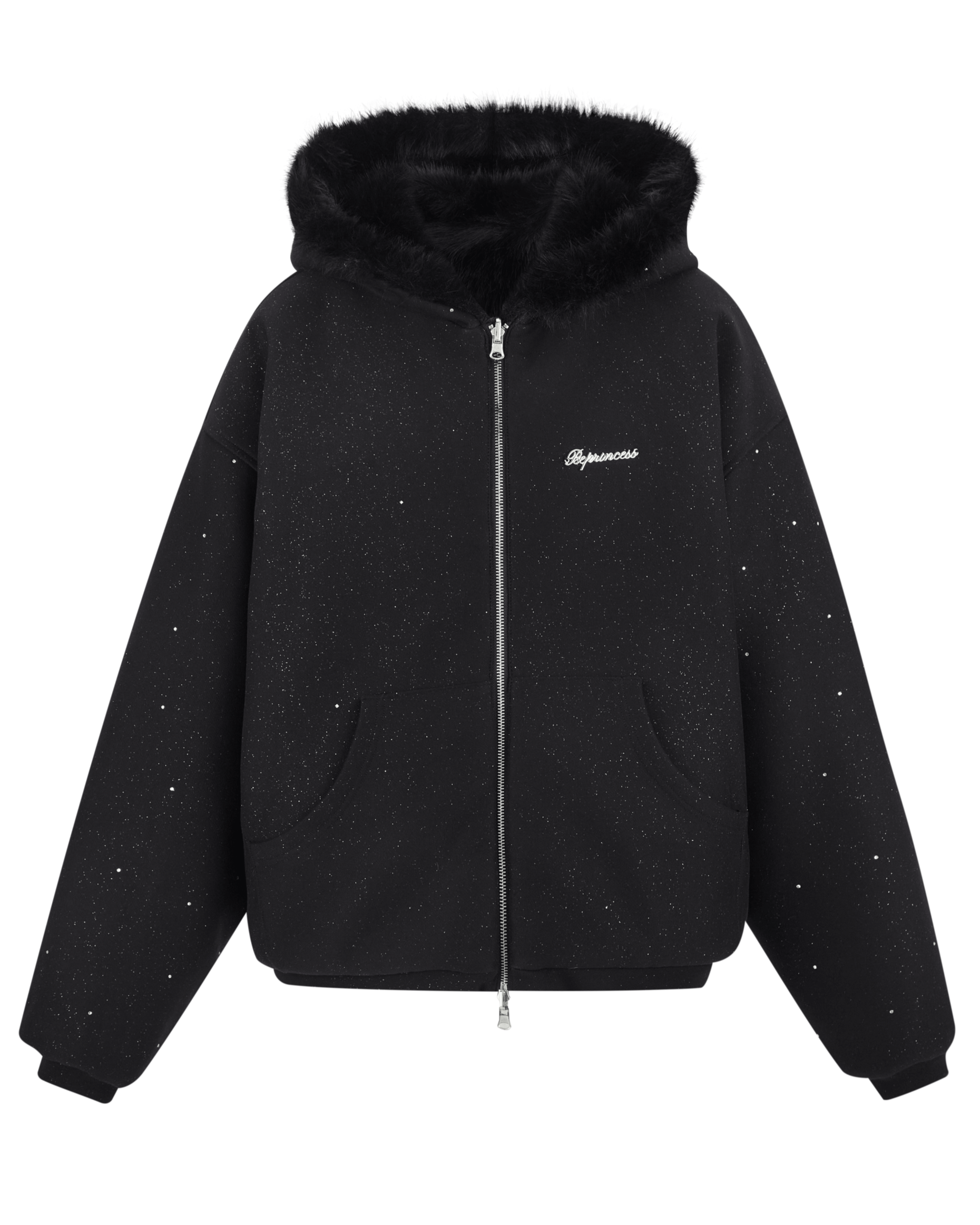 2nd preorder) Kirakira 2way fur zip up (black) 2nd preorder) Kirakira 2way fur zip up (black)