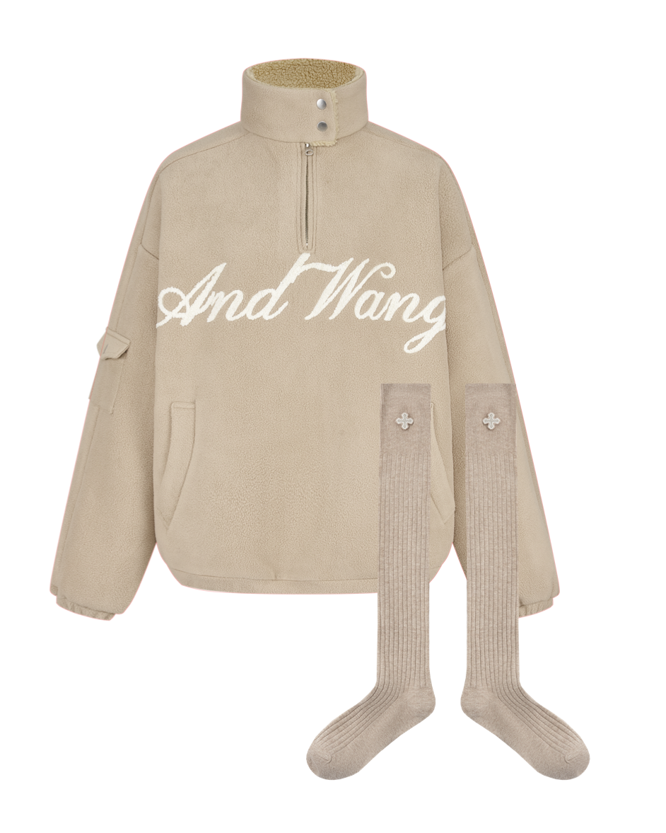 トップス andwang Fluffy fleece set beige 受注販売) Fluffy Fleece Set