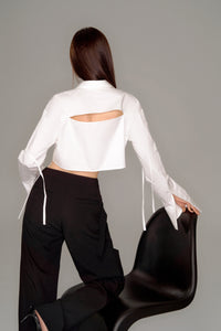 back cut design cropped shirt