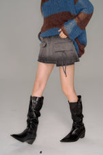 画像をギャラリービューアに読み込む, pocket culotte denim mini skirt
