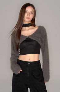 shaggy cropped cardigan set