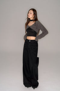 shaggy cropped cardigan set