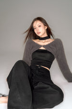画像をギャラリービューアに読み込む, shaggy cropped cardigan set
