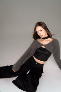 shaggy cropped cardigan set