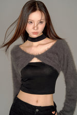 画像をギャラリービューアに読み込む, shaggy cropped cardigan set
