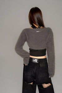 shaggy cropped cardigan set