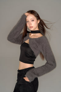 shaggy cropped cardigan set