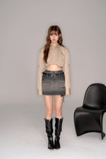 画像をギャラリービューアに読み込む, pocket culotte denim mini skirt
