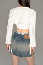 画像をギャラリービューアに読み込む, pocket culotte denim mini skirt
