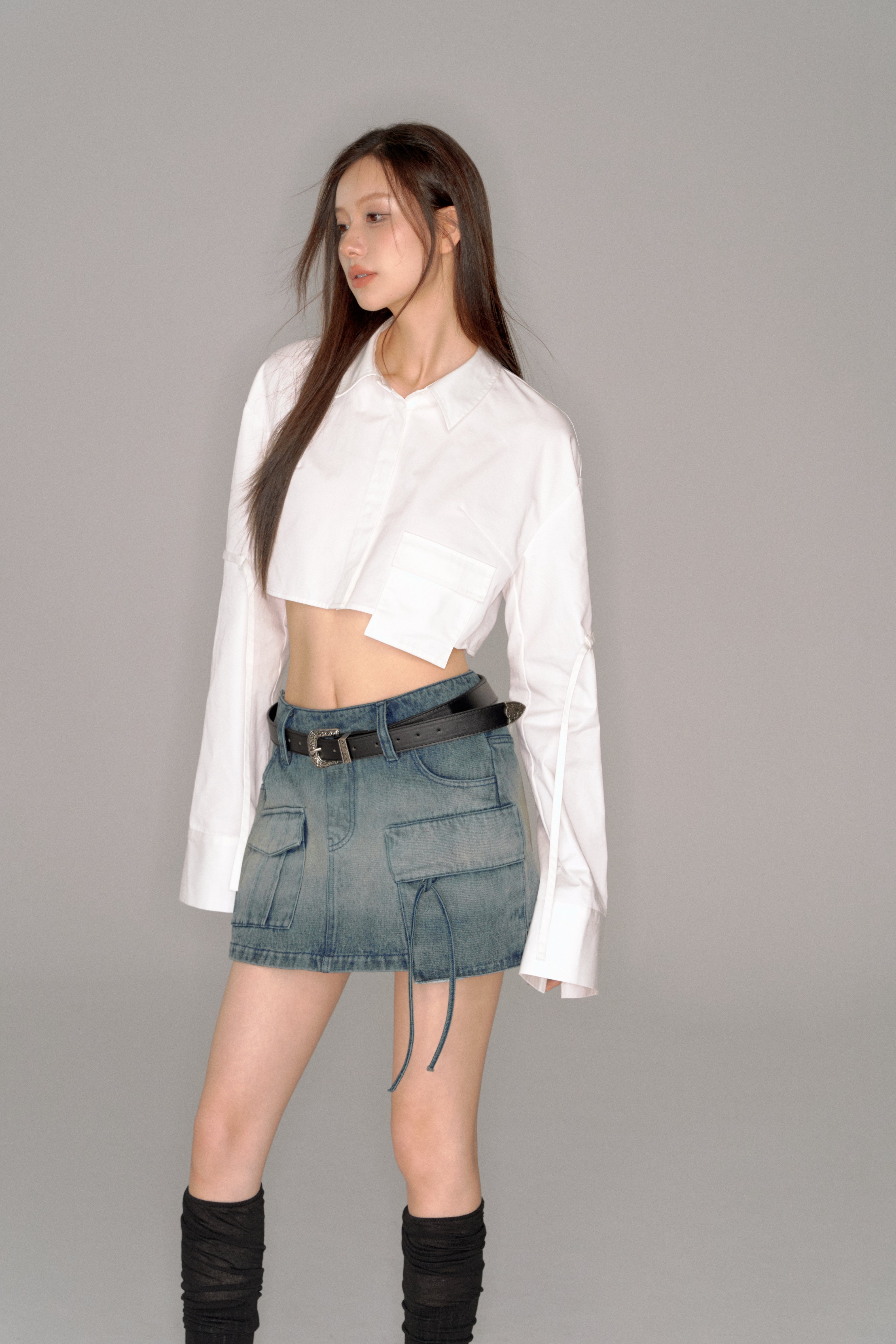 back cut design cropped shirt