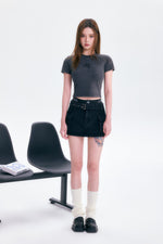 画像をギャラリービューアに読み込む, denim cargo mini skirt
