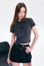 画像をギャラリービューアに読み込む, denim cargo mini skirt
