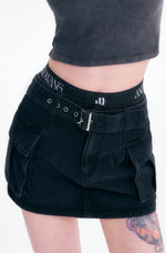 画像をギャラリービューアに読み込む, denim cargo mini skirt
