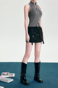 nylon cargo mini skirt