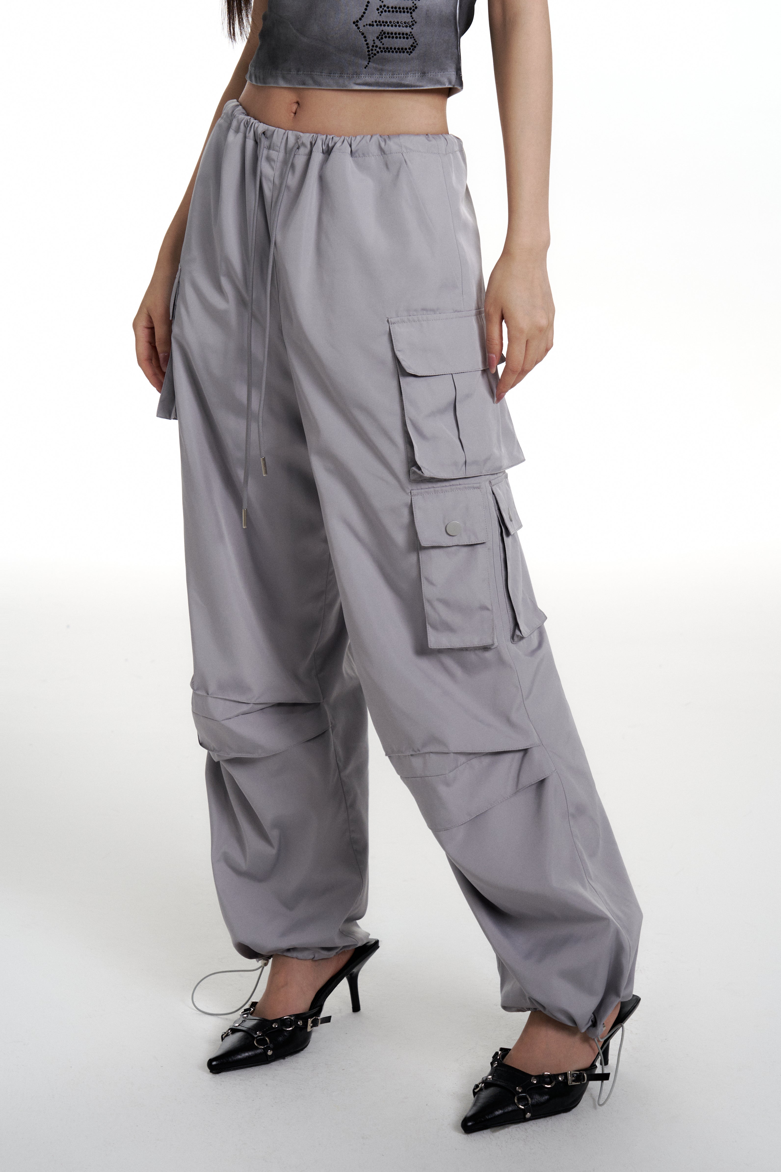 designed nylon cargo pants
