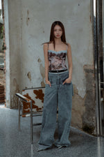 画像をギャラリービューアに読み込む, back cutout denim pants (blue)
