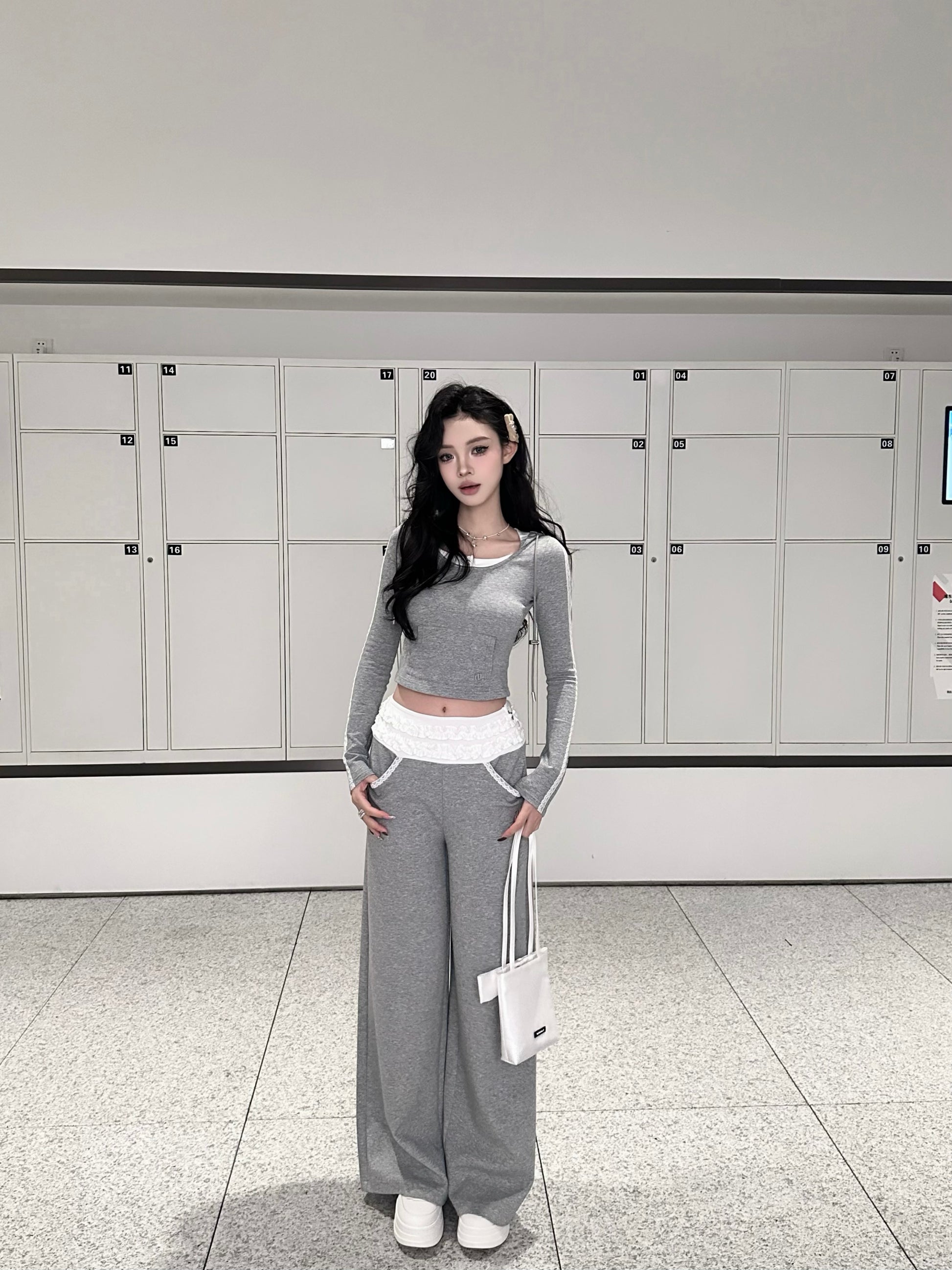 パンツ andwang Waist frill ribbon pants Waist frill ribbon pants