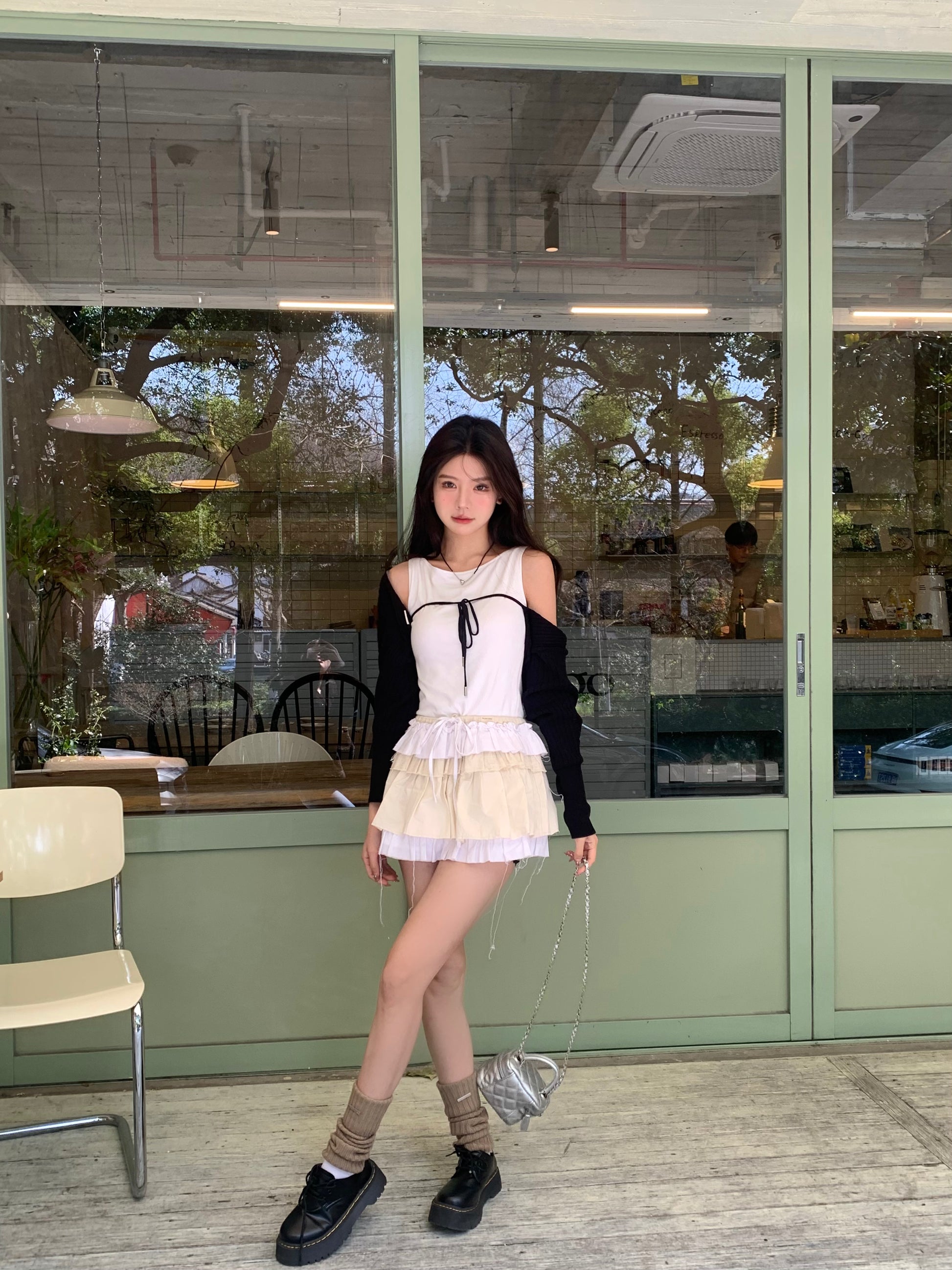 volume frill mini dress