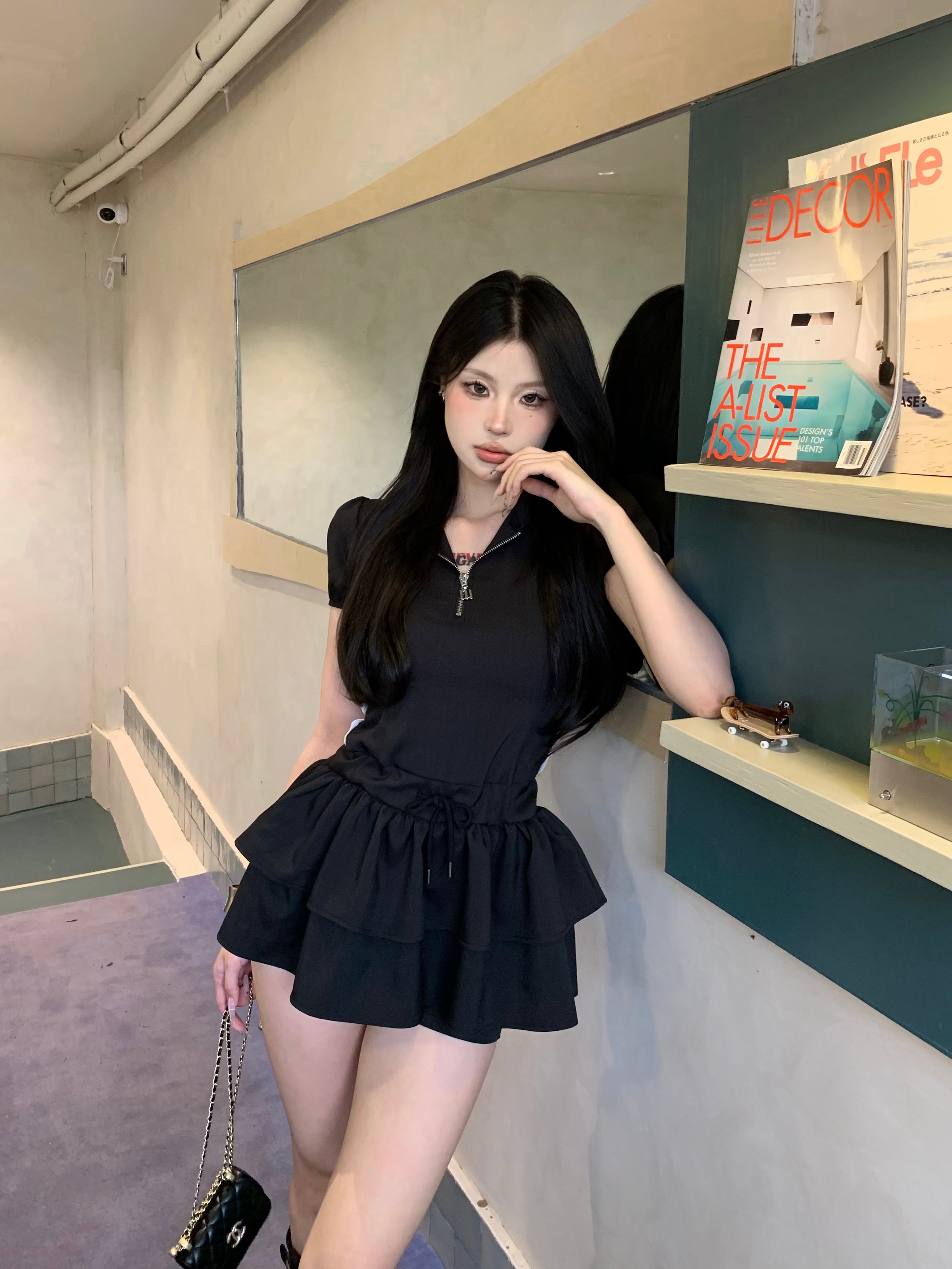 double frill mini dress