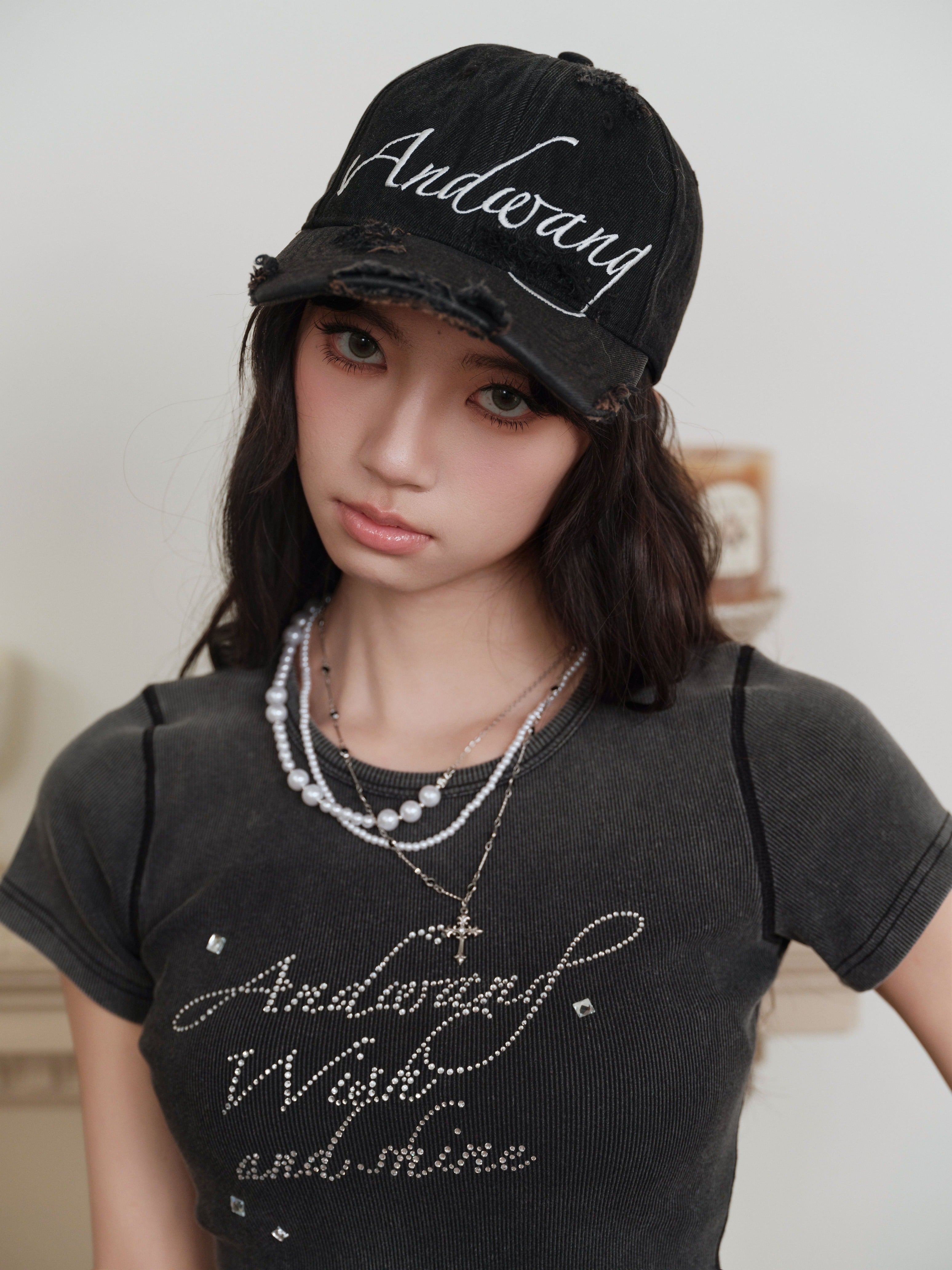 【再入荷】 andwang dameged cap 帽子
