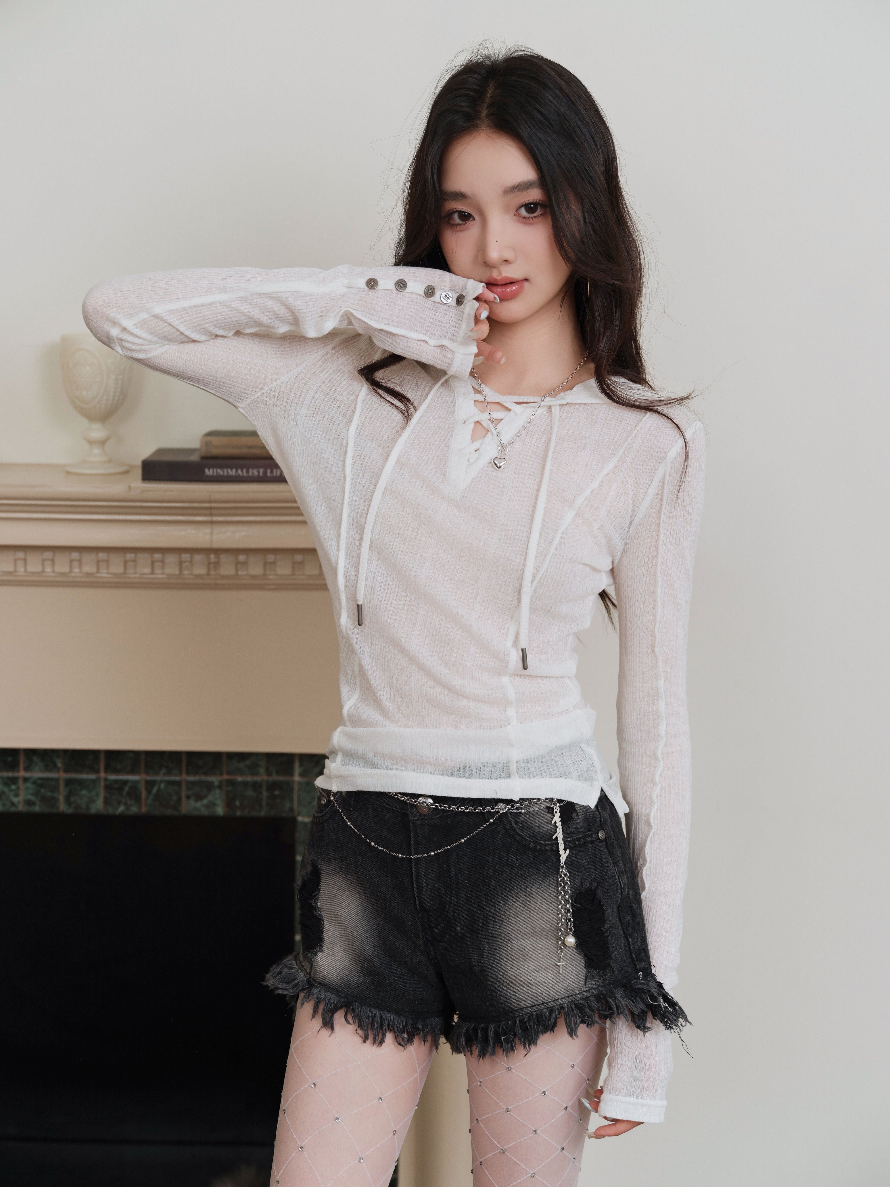 andwang fringe denim short pants Mサイズ fringe denim short pants