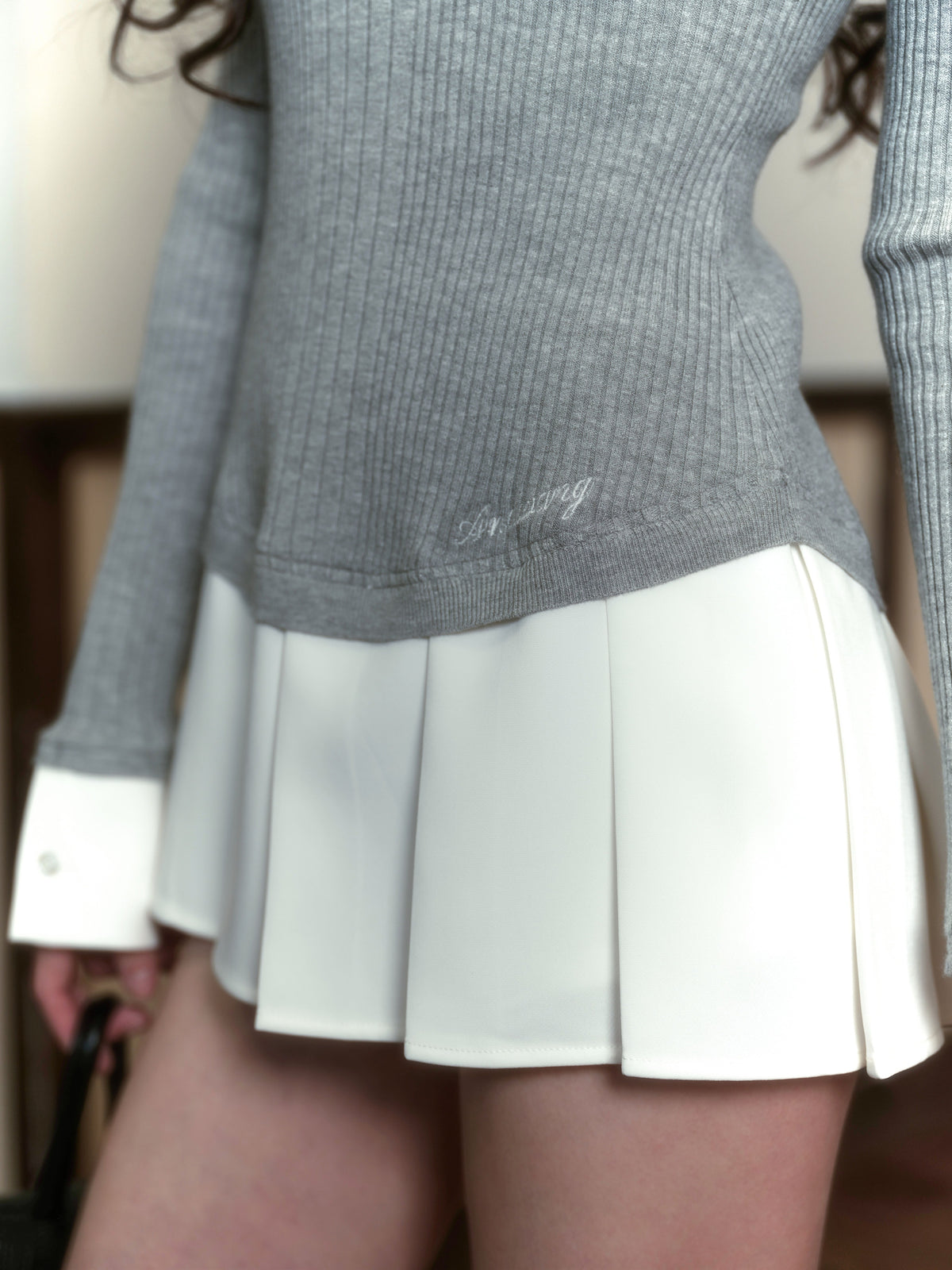 Shirt pleated mini onepiece