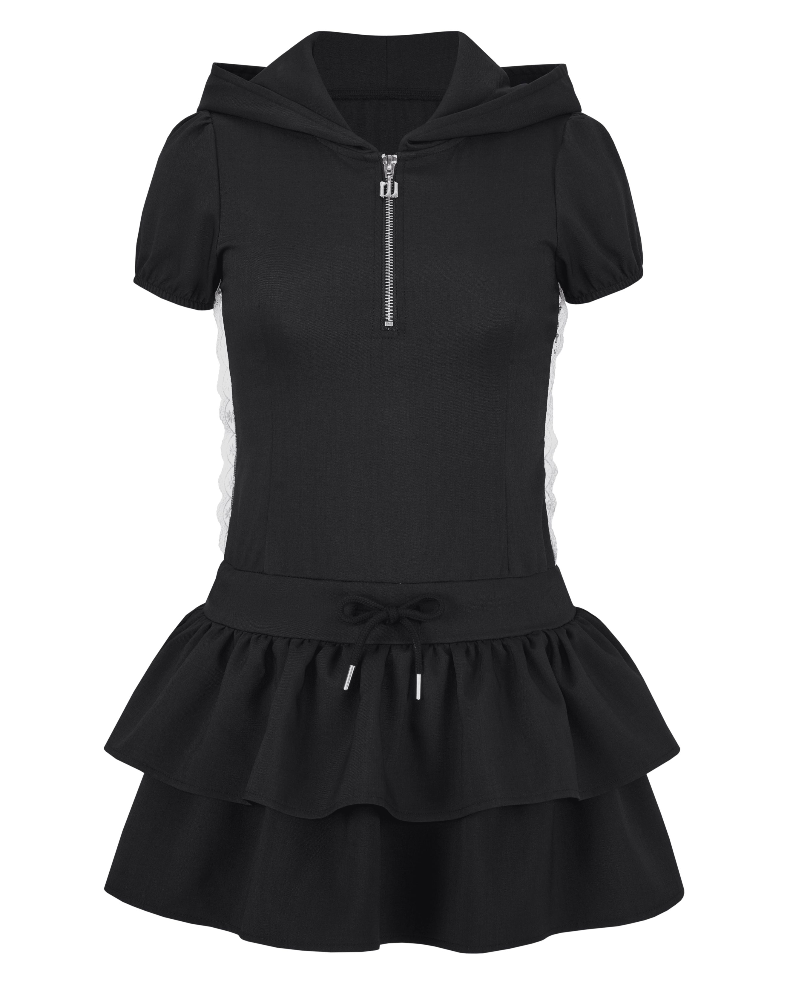 andwang ダブルフリルミニドレス 1size ミニワンピース black ONE-PIECE