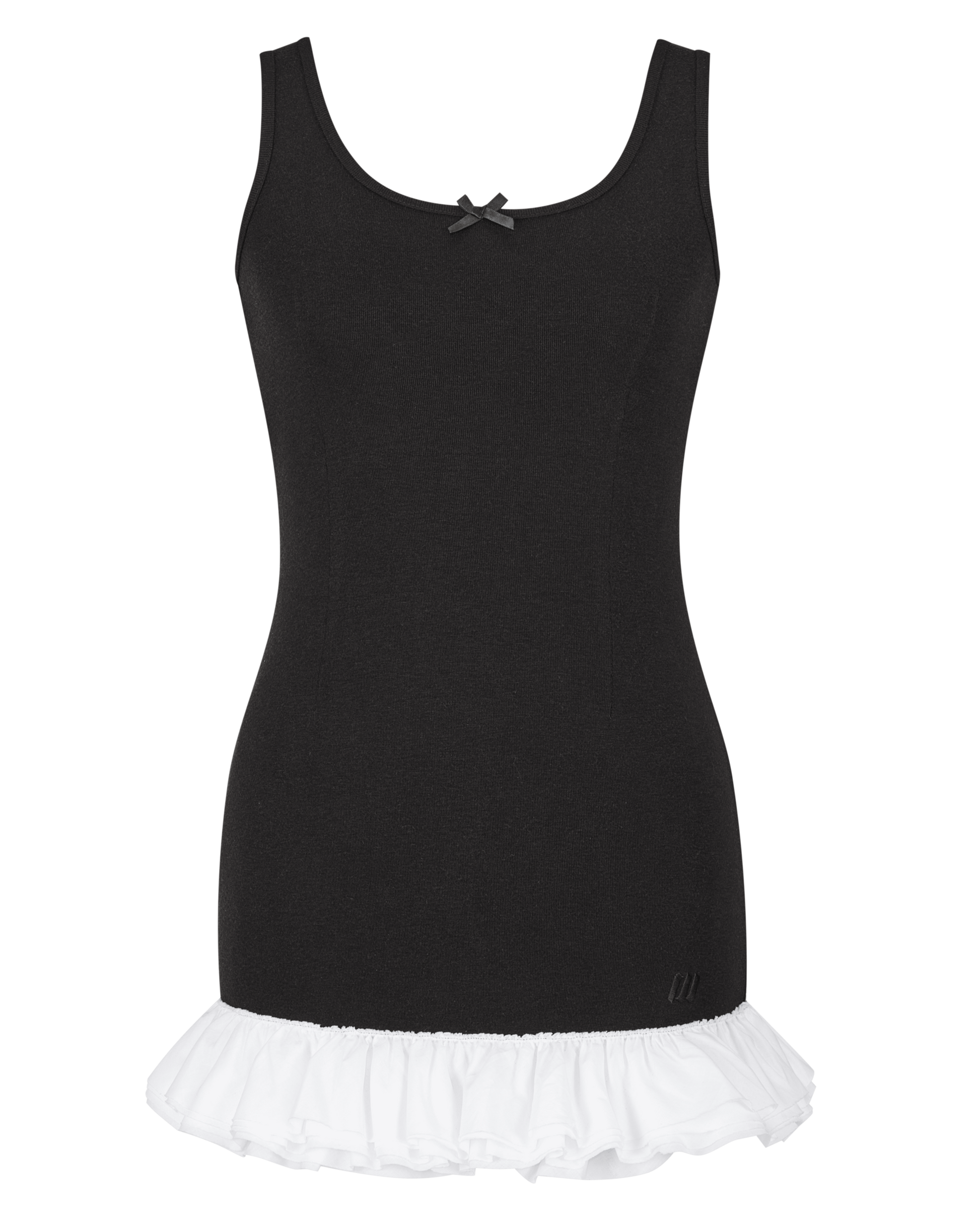 ワンピース andwang volume frill mini dress S/black Frill slim mini dress