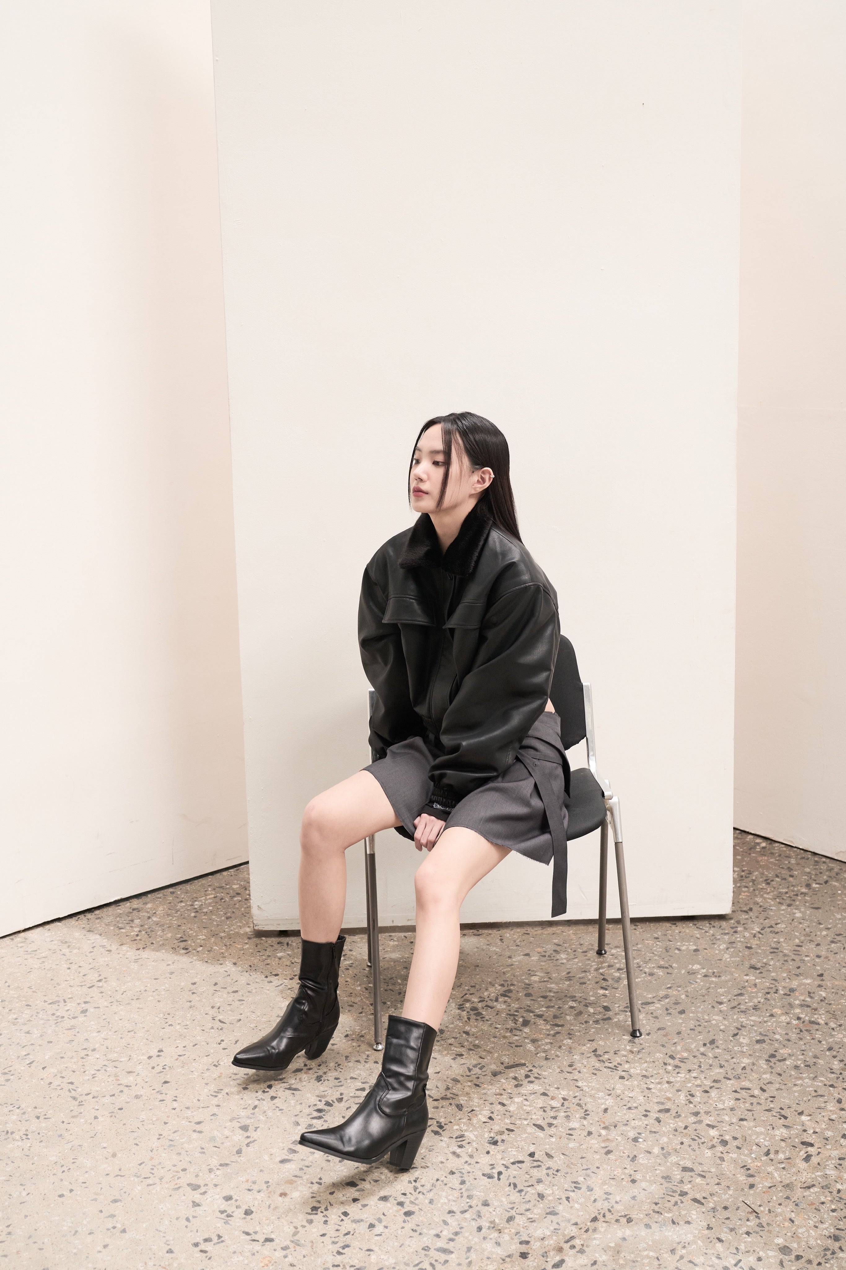 reversible leather fur outer