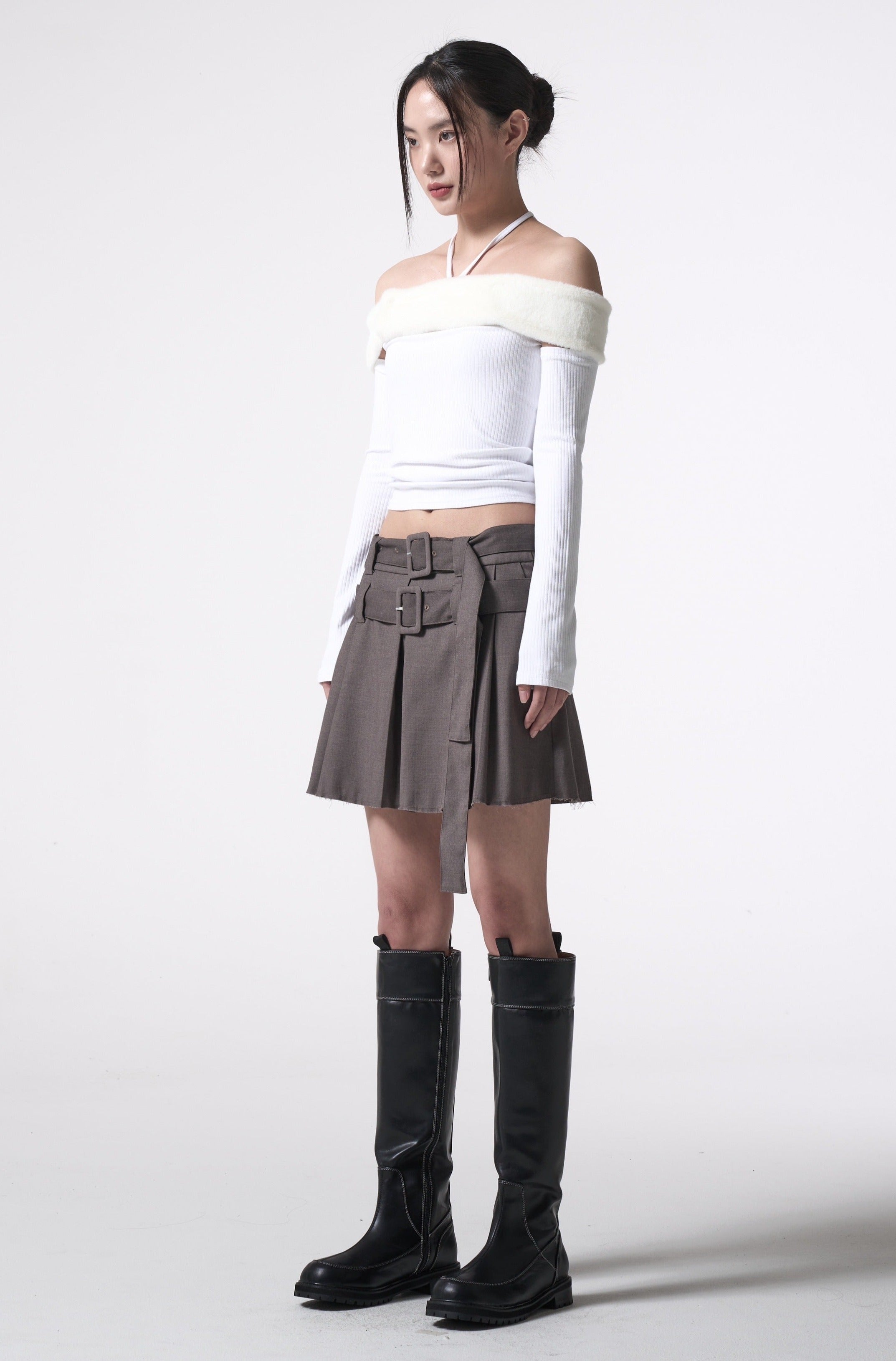 Double Belt Pleated Mini Skirt – TFI