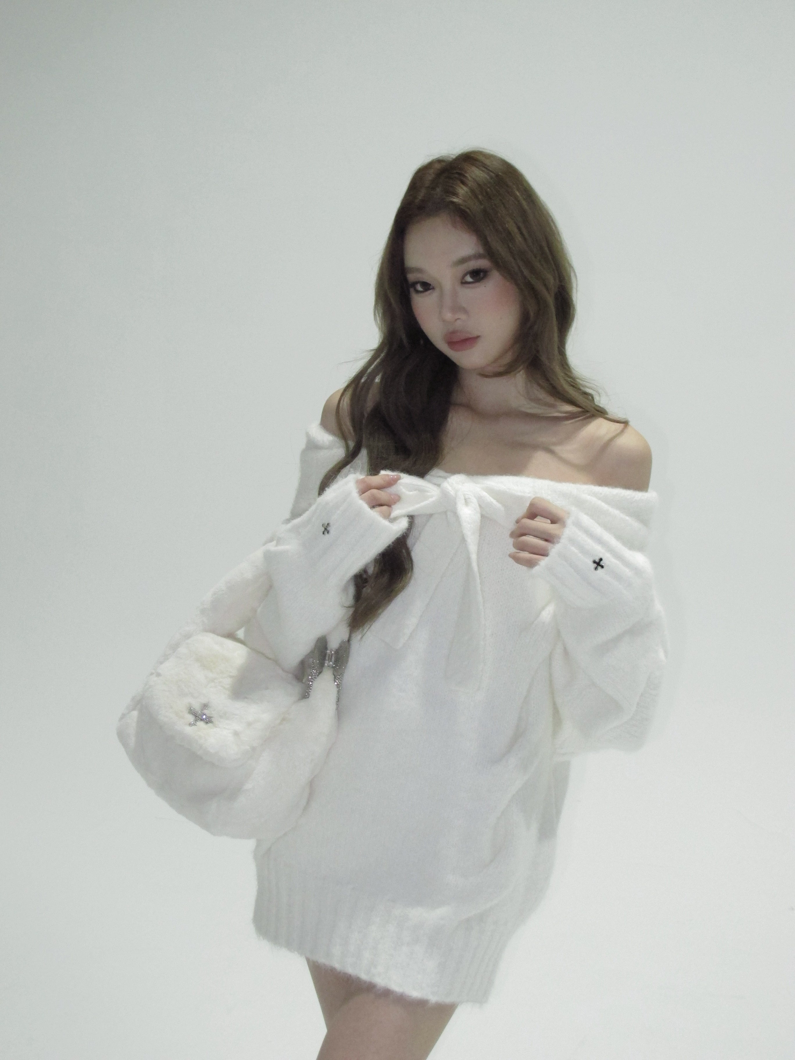 ゴ*マ様 andwang Ribbon Off-Shoulder Knit Se 受注販売) Ribbon Off-Shoulder Knit Set