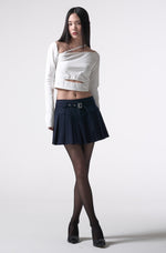 이미지를 갤러리 뷰어에 로드 , belt pleats mini skirt 

