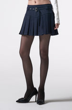 Load image into Gallery viewer, belt pleats mini skirt 
