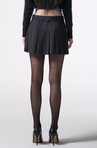 belt pleats mini skirt