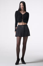 Load image into Gallery viewer, belt pleats mini skirt 
