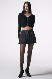 belt pleats mini skirt 