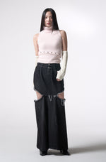 画像をギャラリービューアに読み込む, button fluffy nosleeve knit tops
