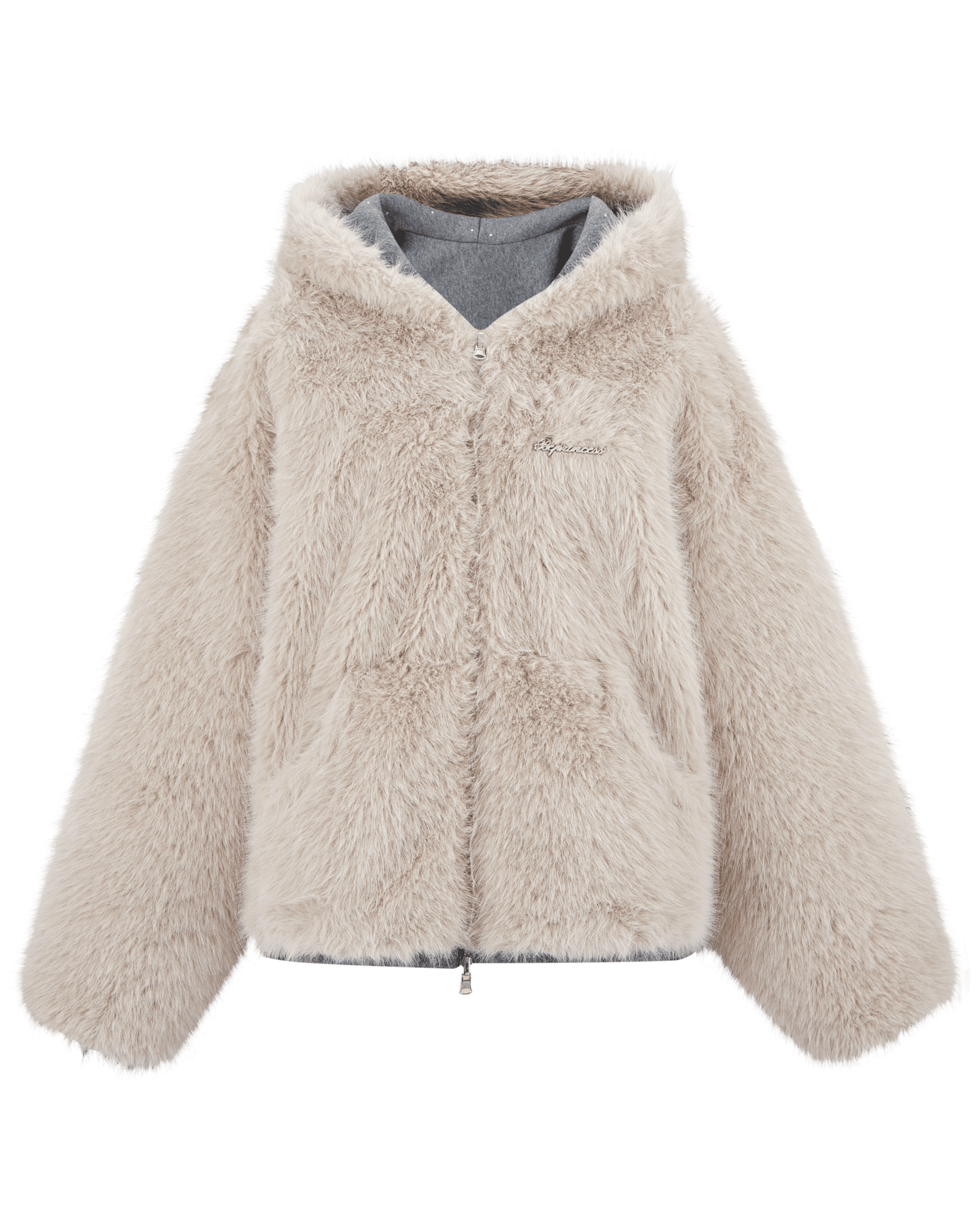 (2nd preorder) Kirakira 2way fur zip up (beige)