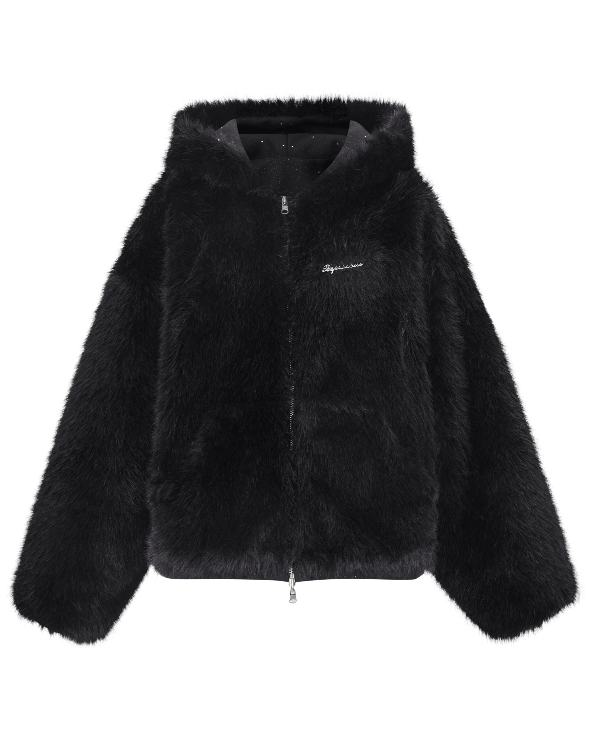 (2nd preorder) Kirakira 2way fur zip up (black)