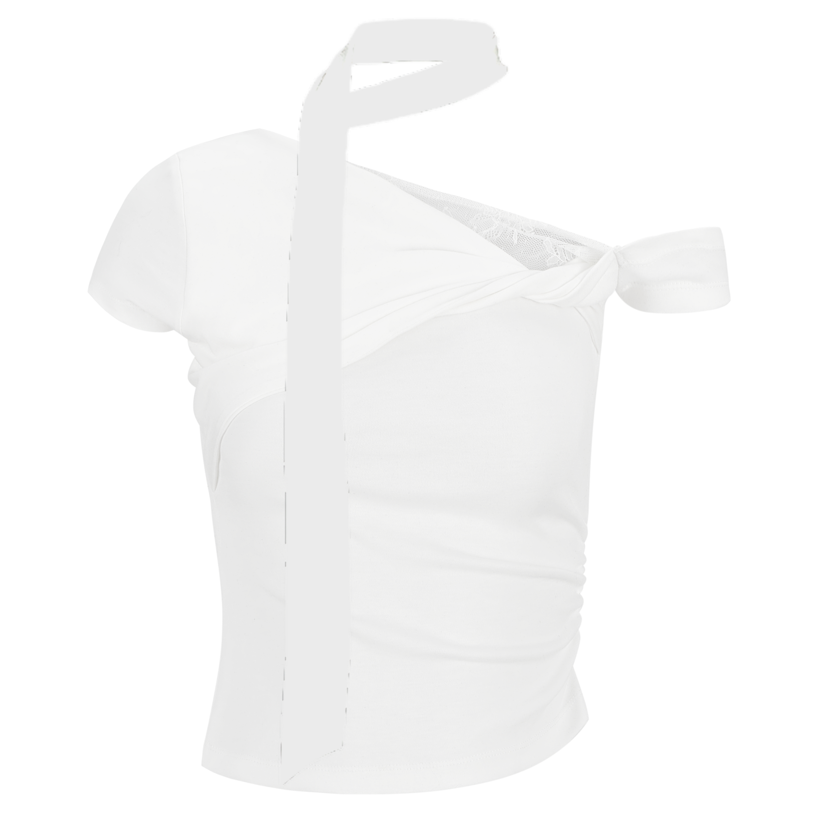 One shoulder string tops
