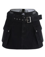 画像をギャラリービューアに読み込む, denim cargo mini skirt
