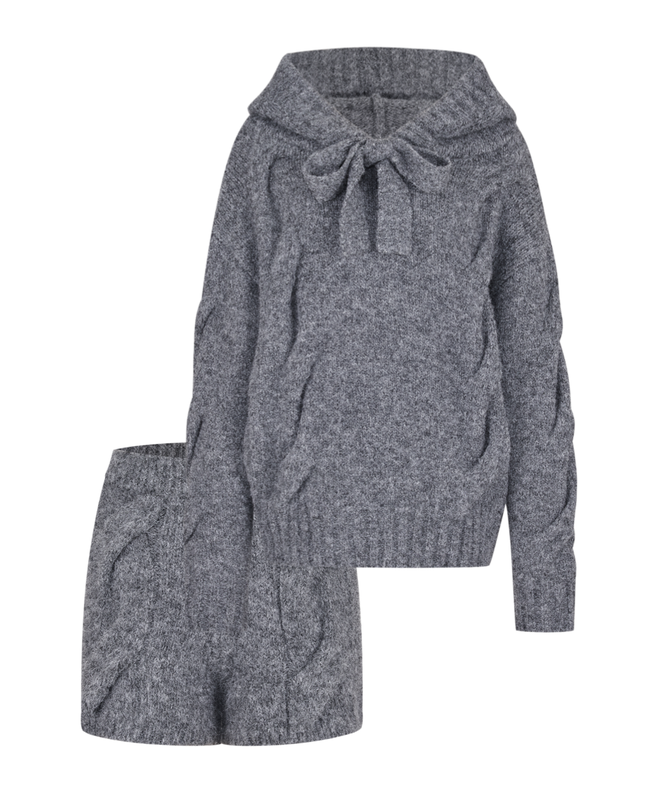 (受注販売) Ribbon Off-Shoulder Knit Set