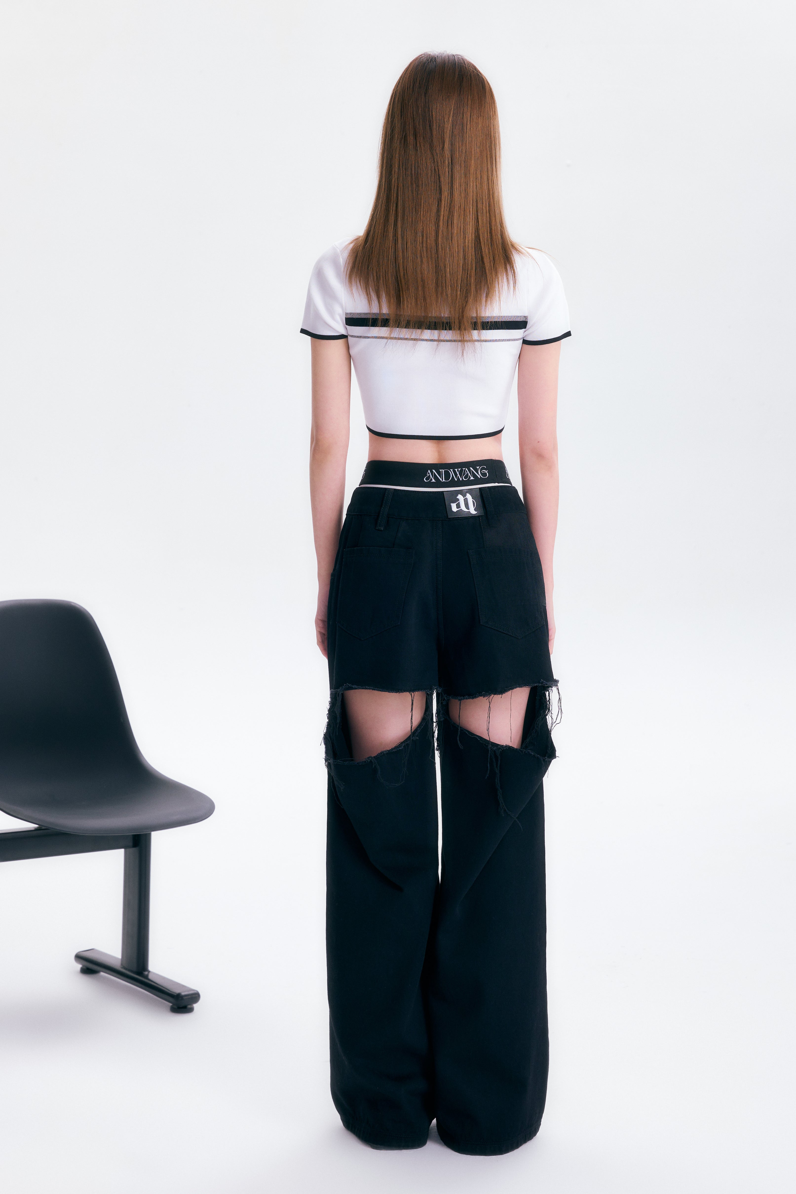 back cutout denim pants (black×black) – ANDWANG